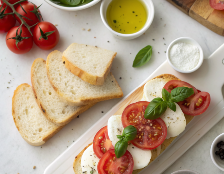How to Prepare a Fresh Tomato Mozzarella SandwichIngredients